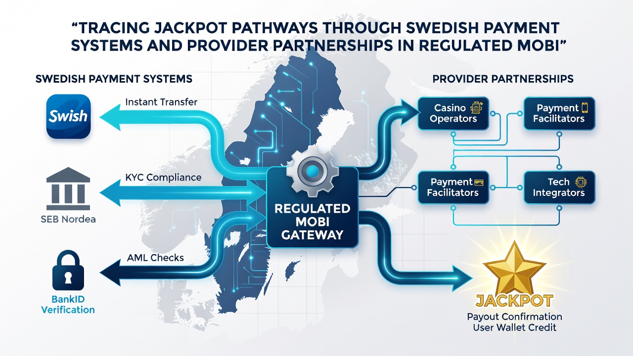 Flowchart showing provider partnerships and mobile jackpot tracing in Sweden